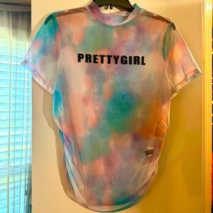 Pink and Blue Short Sleeve Tie-Dye Tee